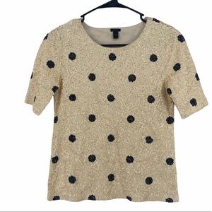 J.CREW Polka Dot Sequin Short Sleeve Top Size XS